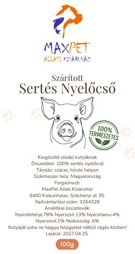 MaxPet prémium jutalomfalat kutyáknak - szárított sertés nyelőcső 100g