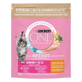   Purina ONE Junior száraz és nedves macskaeledel csomag – kölyökmacskáknak 2×800 g csirkés + ajándék 4×85 g lazac & sárgarépa