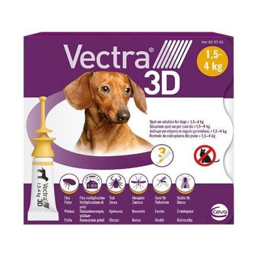 Vectra 3D rácsepegtető oldat 1,5-4kg közötti kutyáknak 3db